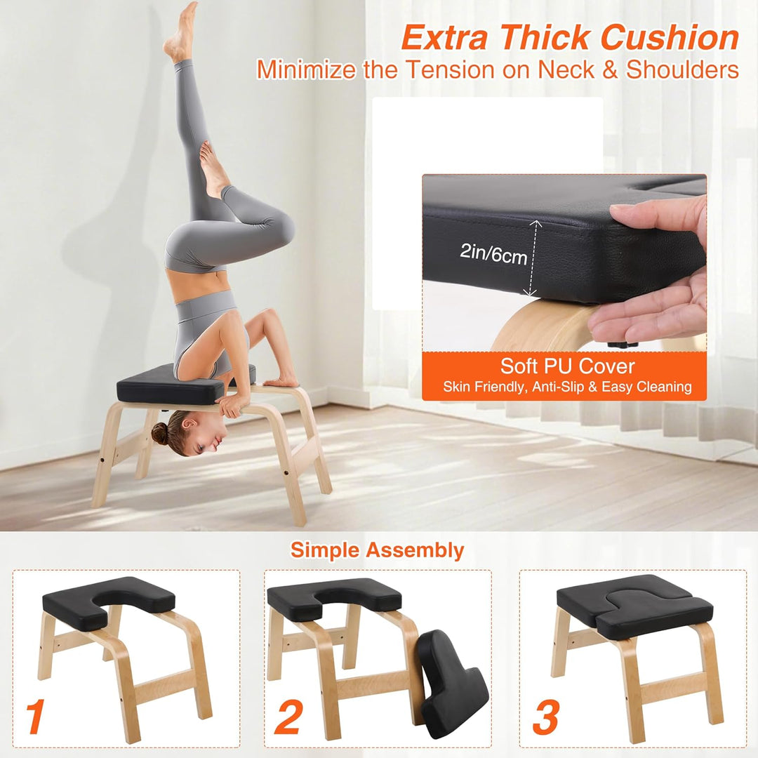 REDCAMP Yoga kopfstandhocker, Yoga Inversion Bank mit Holzrahmen und PU Pads, Entlasten Müdigkeit Ba
