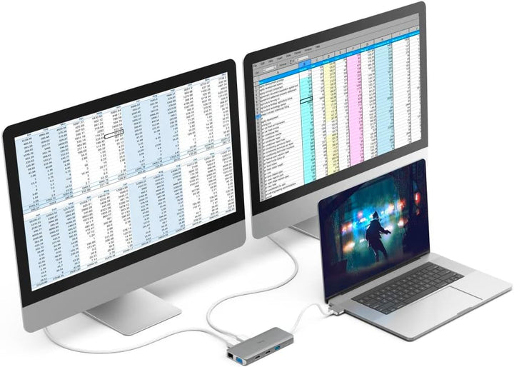 Hama USB C Hub 12 Ports Dockingstation für Apple MacBook Pro/Air (2x HDMI, 1x VGA, 4x USB-A, 1x USB-