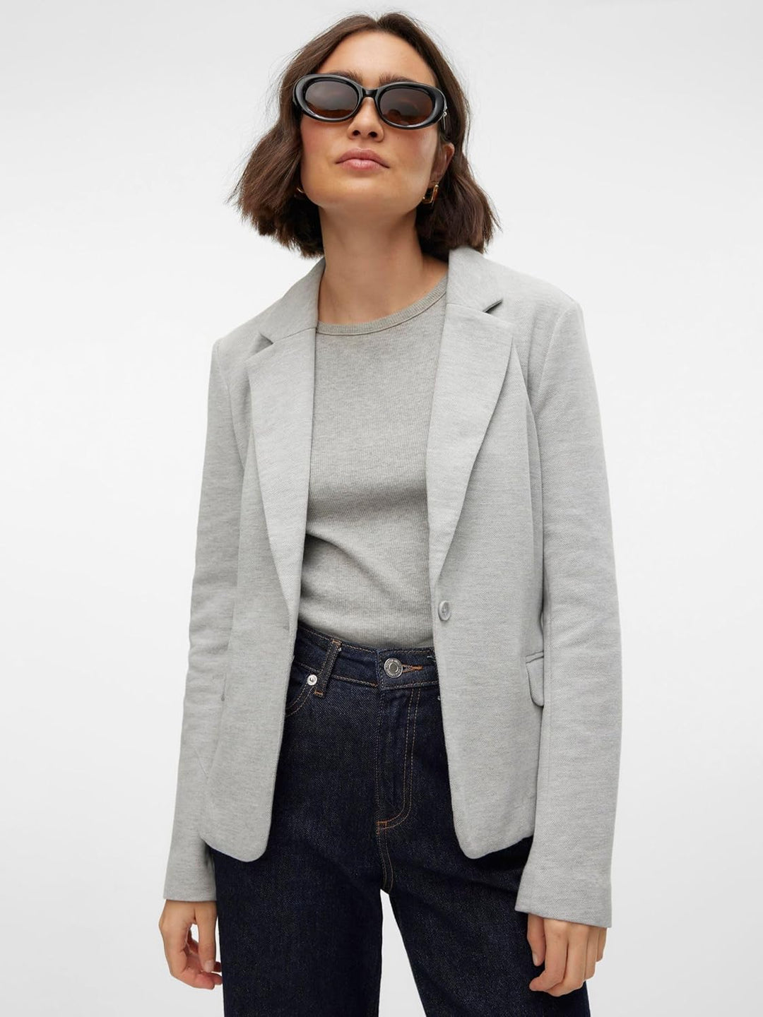 VERO MODA Female Einreihiger Blazer VMJULIA Blazer 34 Light Grey Melange, 34 Light Grey Melange