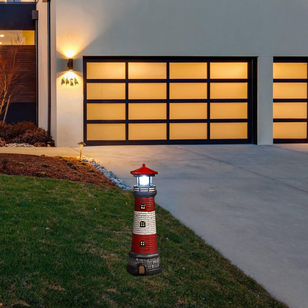 Solarbetriebene Leuchtturm Wasserdicht mit Rotierenden Leuchtfeuer Leuchtturm Solarleuchten für Hof