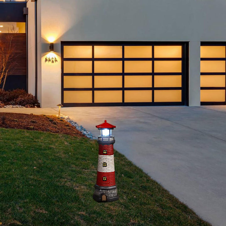 Solarbetriebene Leuchtturm Wasserdicht mit Rotierenden Leuchtfeuer Leuchtturm Solarleuchten für Hof