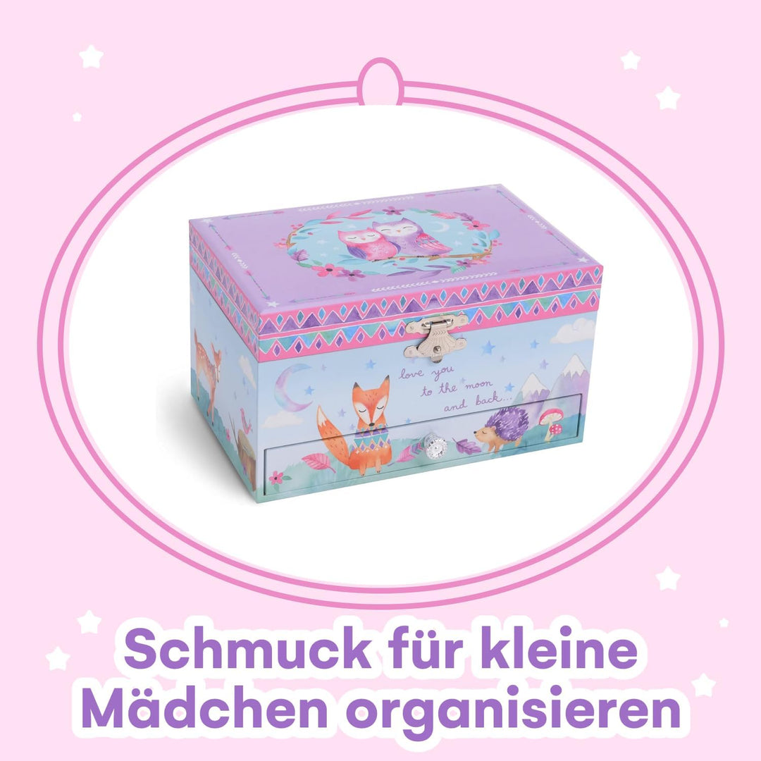 Jewelkeeper - Musikalische Schmuckkästchen Mädchen mit ausziehbarer Schublade, Walddesign Design - S