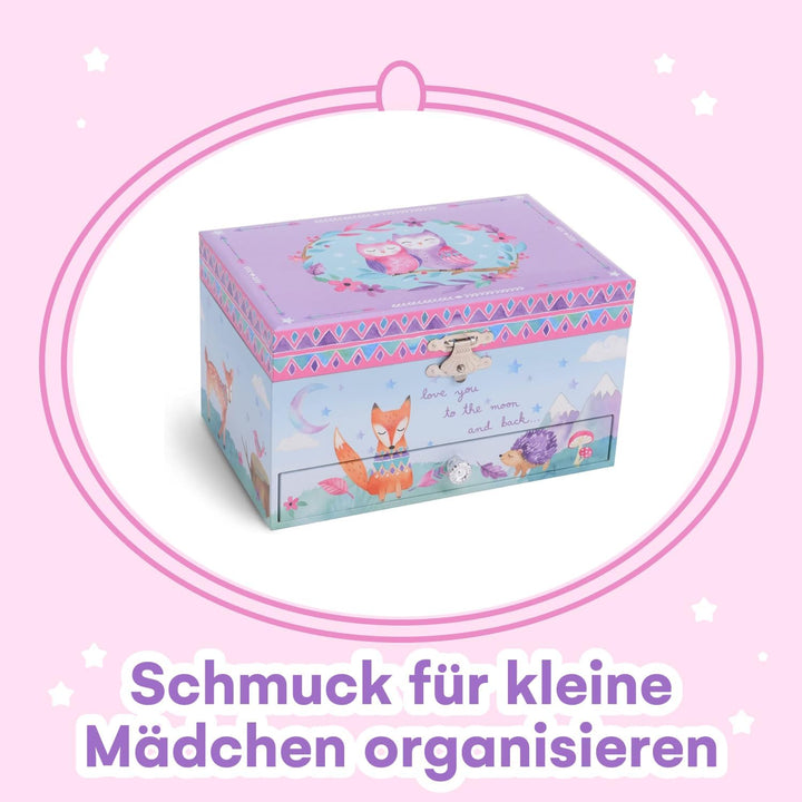 Jewelkeeper - Musikalische Schmuckkästchen Mädchen mit ausziehbarer Schublade, Walddesign Design - S