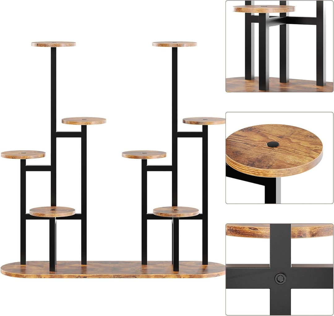 MIN WIN 100 cm Pflanzenständer Metall mit 8 Ebenen Pflanzenregal Blumenständer drinnen draussen Plat