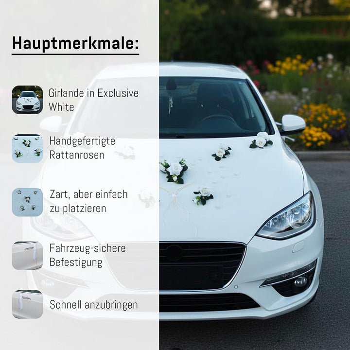 LIEBESHERZEN Braut Paar Rose Deko Dekoration Autoschmuck Hochzeit Car Auto Wedding Deko Girlande PKW