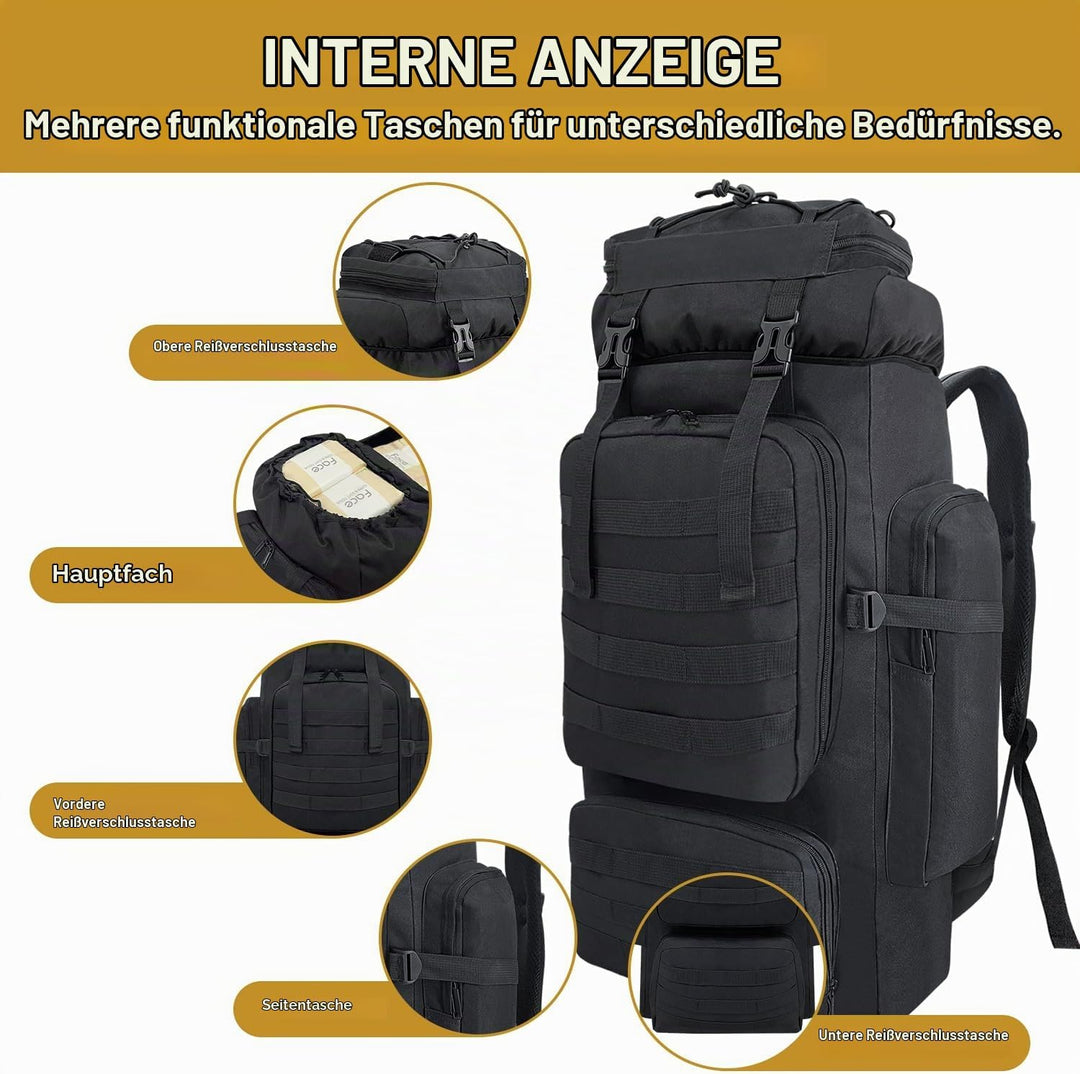 80L Wandern Rucksack, Wasserdichter Grosser Outdoor Sport Reise Daypack Molle für Männer Frauen Schw