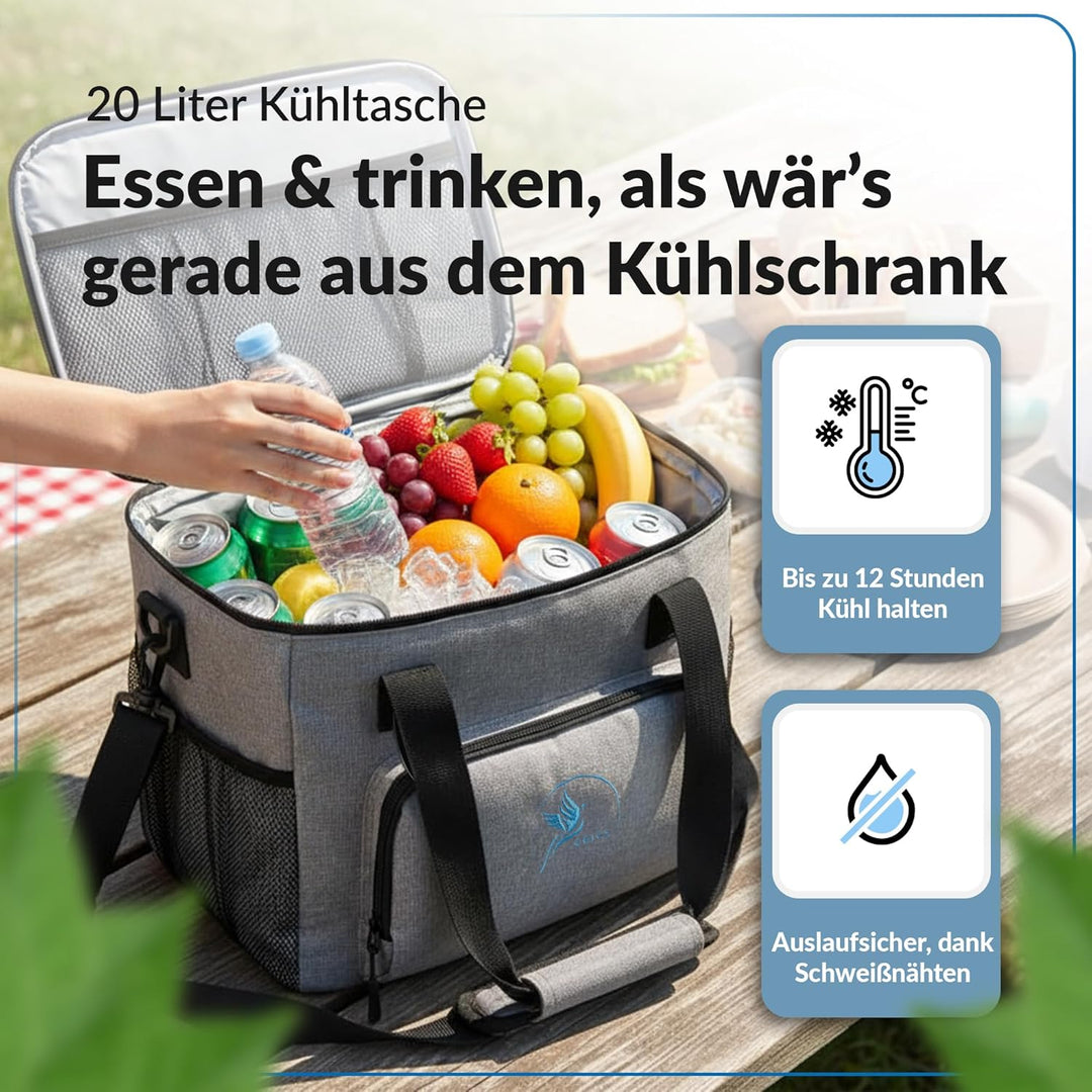 Obics Kühltasche klein 20L & Gross 30L, Kühlbox faltbar mit Flaschenöffner Lunchtasche Herren - lang