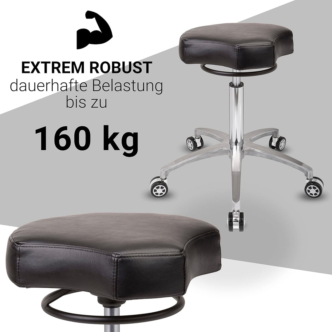 Staboos Rollhocker bis 160 kg - Ergonomisch geformter Sitz mit Ringauslösung - Drehhocker (Rollen un