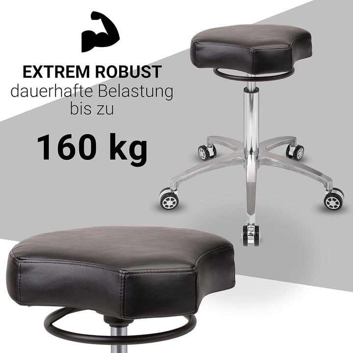 Staboos Rollhocker bis 160 kg - Ergonomisch geformter Sitz mit Ringauslösung - Drehhocker (Rollen un