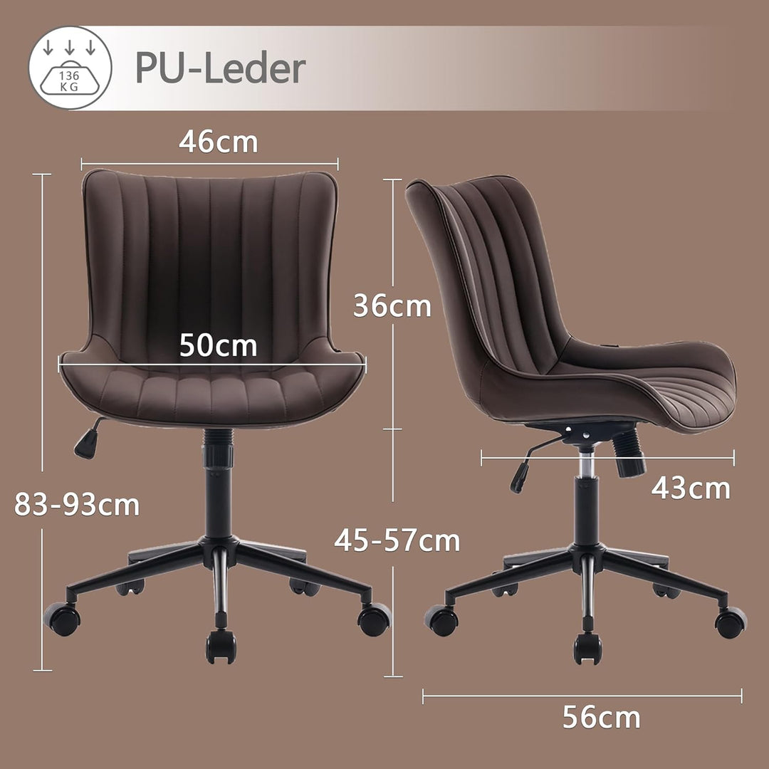 YOUTASTE Bürostuhl Ergonomisch, Schreibtischstuhl Höhenverstellbar, Bürostuhl mit PU-Leder & Rollen,