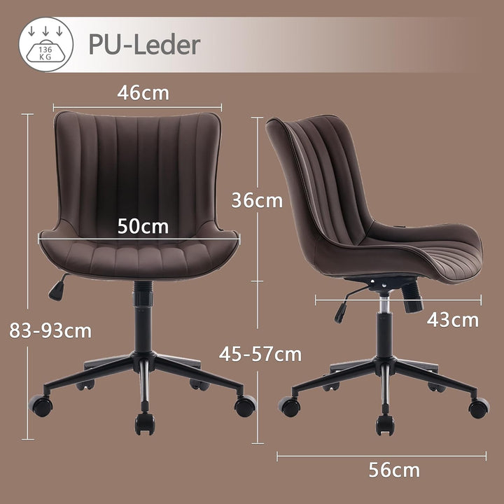 YOUTASTE Bürostuhl Ergonomisch, Schreibtischstuhl Höhenverstellbar, Bürostuhl mit PU-Leder & Rollen,