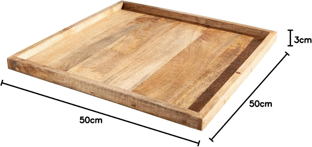 Tablett MAKASSAR 50cm - Natur - Mangoholz griffige Haptik pflegeleicht | Montiert, variabel einsetzb