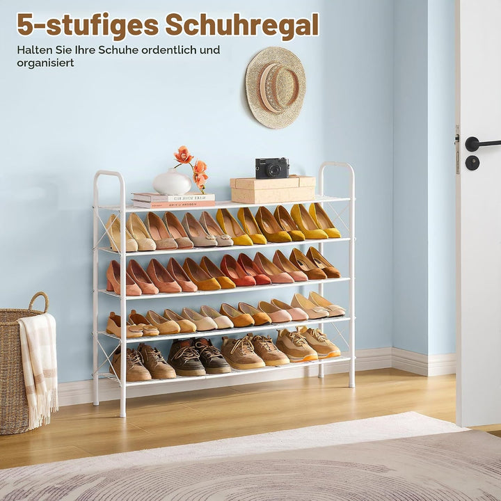 Hoctieon Schuhregal im Netz-Stil mit 5 Ebenen, Schuhregal für den Eingangsbereich, Schuhaufbewahrung