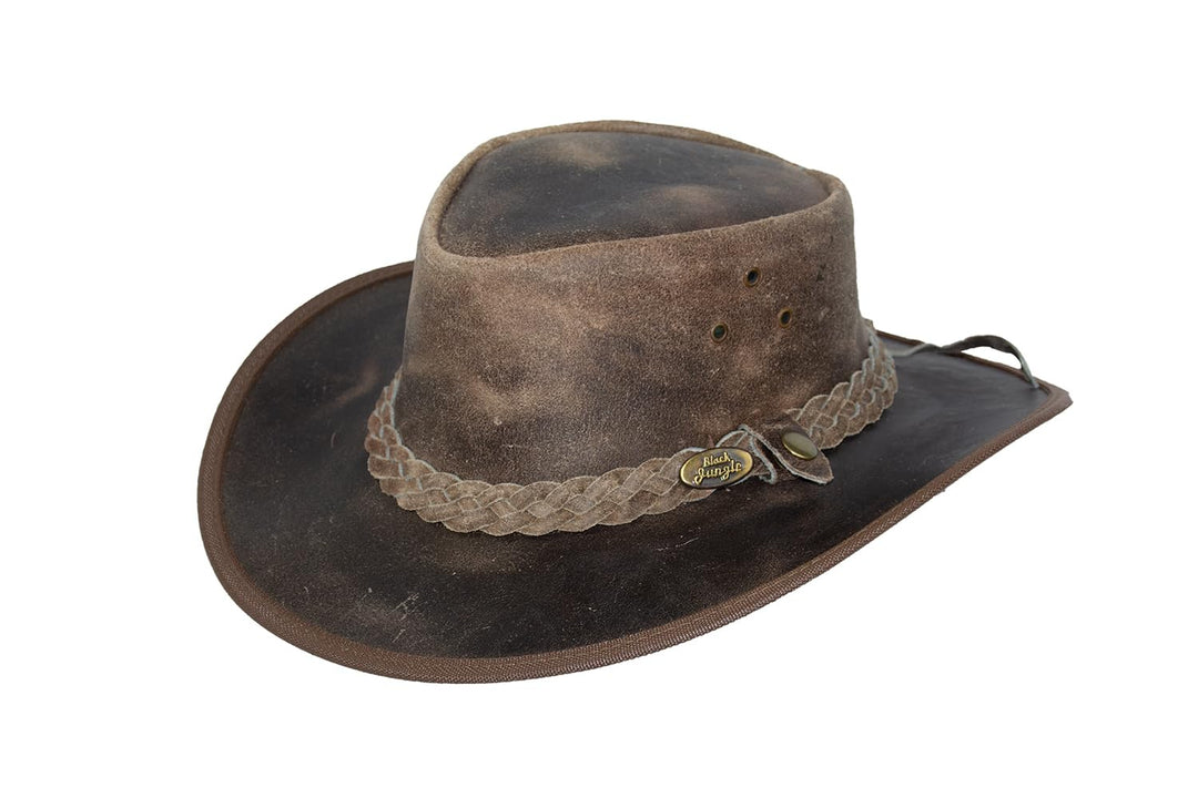 Black Jungle Bulat Lederhut, Westernhut, Australienhut, Cowboyhut XS Charcoal, XS Charcoal