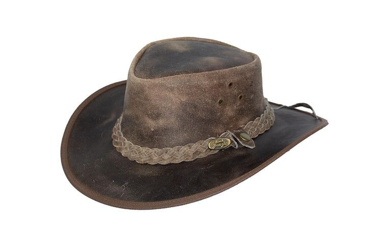 Black Jungle Bulat Lederhut, Westernhut, Australienhut, Cowboyhut XS Charcoal, XS Charcoal