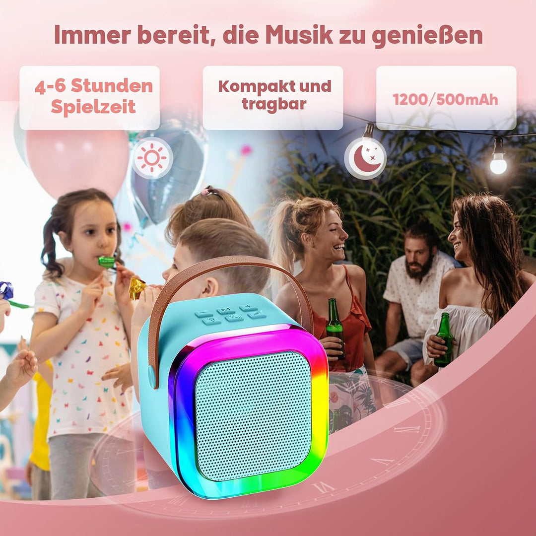 Karaoke-Maschine für Kinder Erwachsene, tragbare Kinder Karaoke-Lautsprecher mit drahtlosem Mikrofon