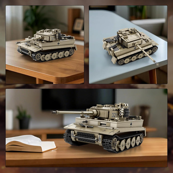 Reobrix Tiger I Tank Bausteine Set für Erwachsene, Modellbausatz Deutscher Militärpanzer aus dem Zwe