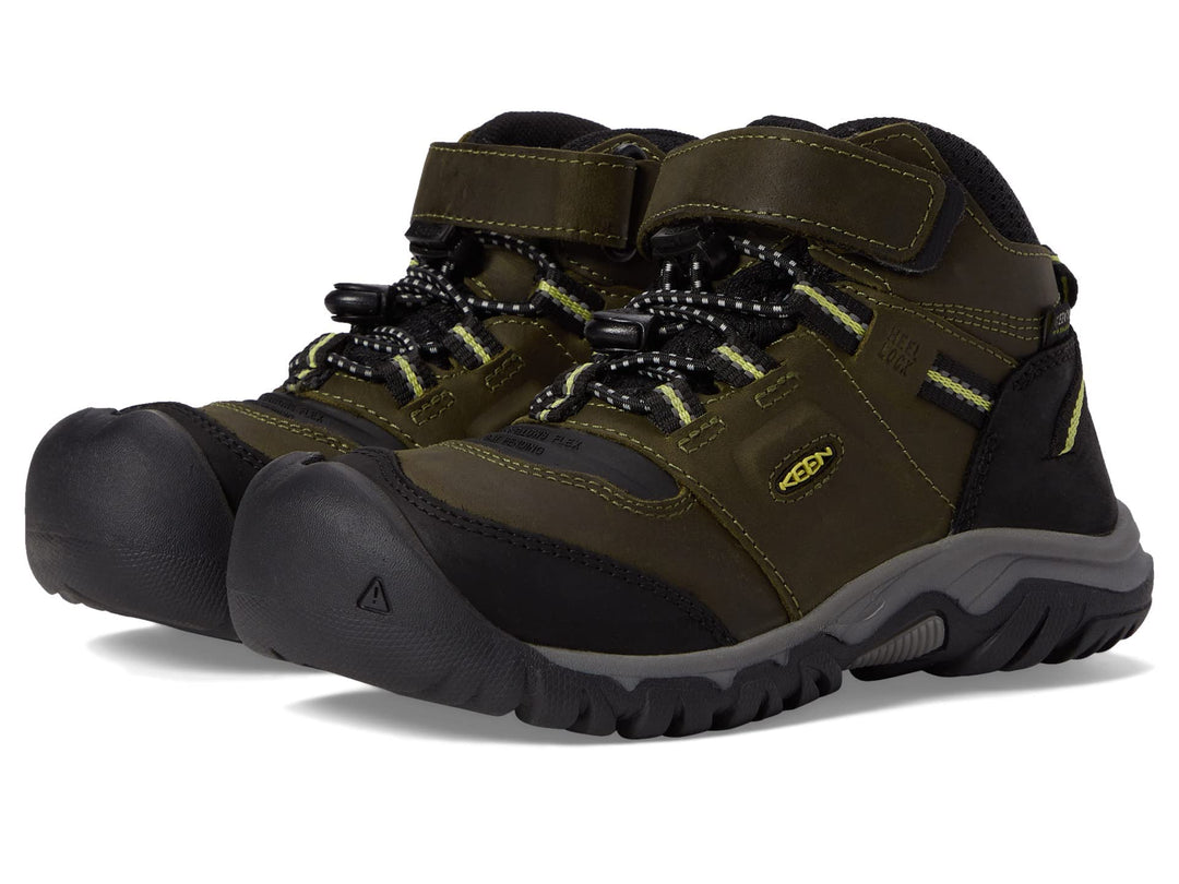 KEEN Unisex-Kinder Ridge Flex Mid wasserdichte Wanderstiefel 36 EU Dark Olive Dusky Citron, 36 EU Da