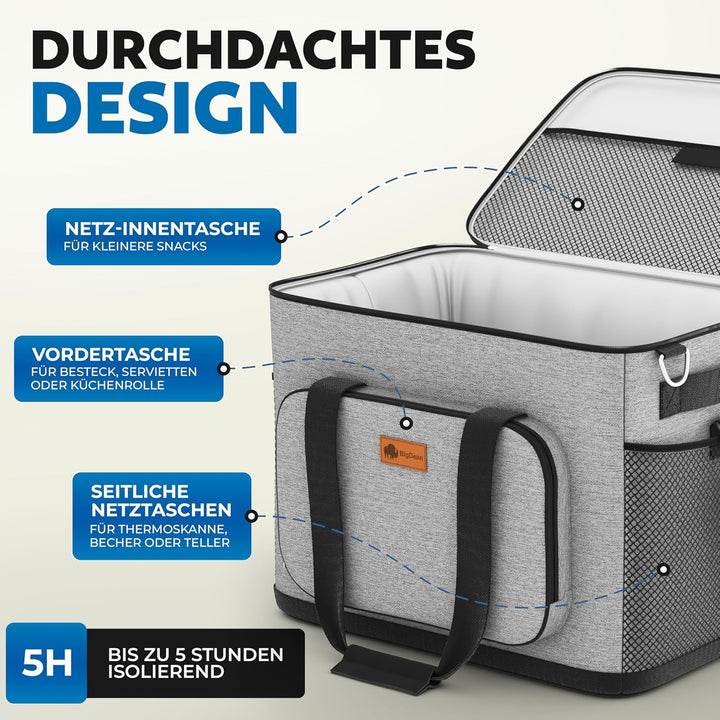 BigDean 30L Kühltasche auslaufsicher & wasserdicht – Picknicktasche für Essen & Getränke – bis zu 5h