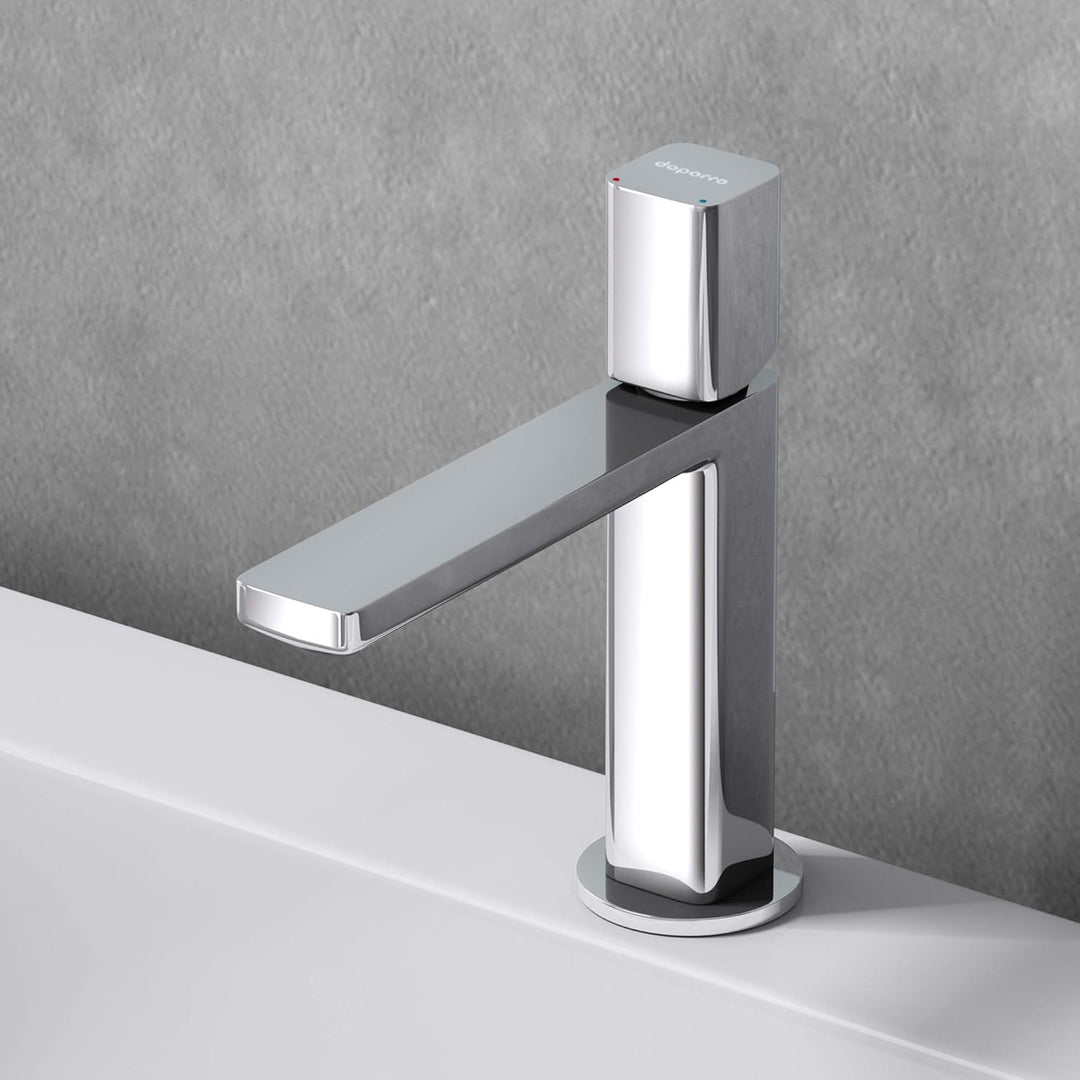 Mai & Mai Wasserhahn Bad Waschtischarmatur eckiges Design Badarmatur Silber Chrom 19,6cm hoch Wascht