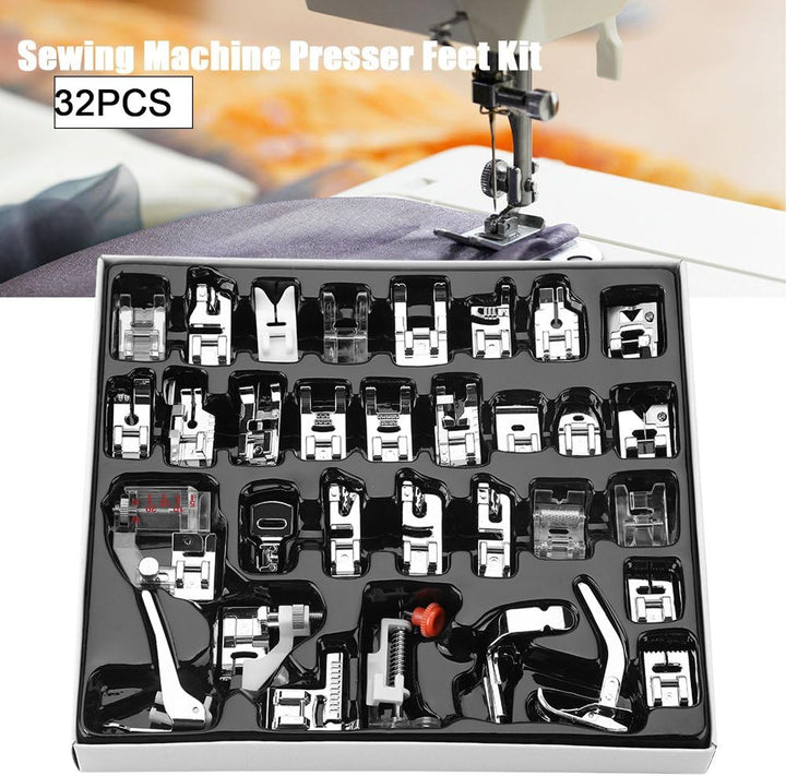 Zerodis 32Pcs Domestic Sewing Machine Nähfuss Set DIY Nähen Walking Nähfüsse Haushalt Nähmaschine Zu