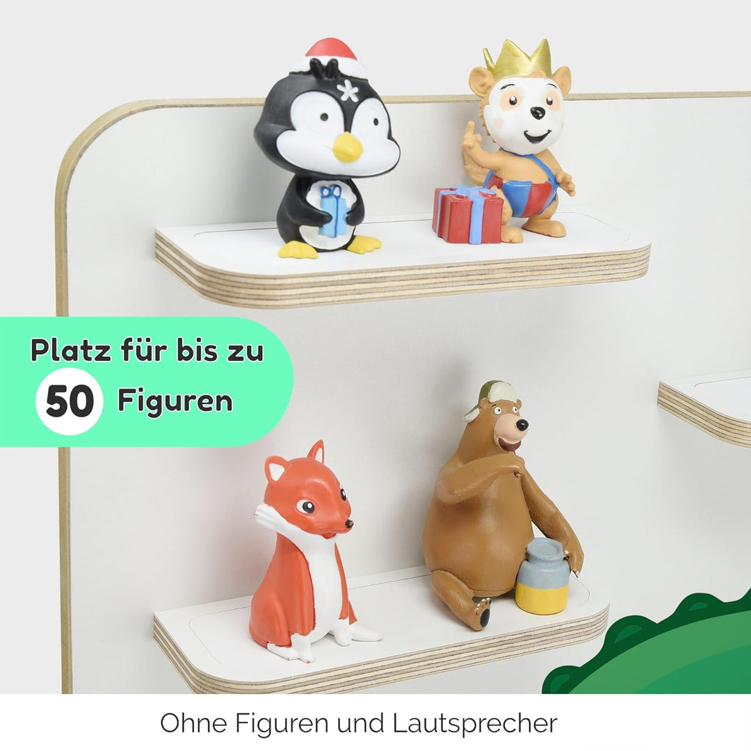 stadtecken Holzregal für Musikbox I Geeignet für die Toniebox und ca. 50 Tonies I Perfekte Tonie Auf