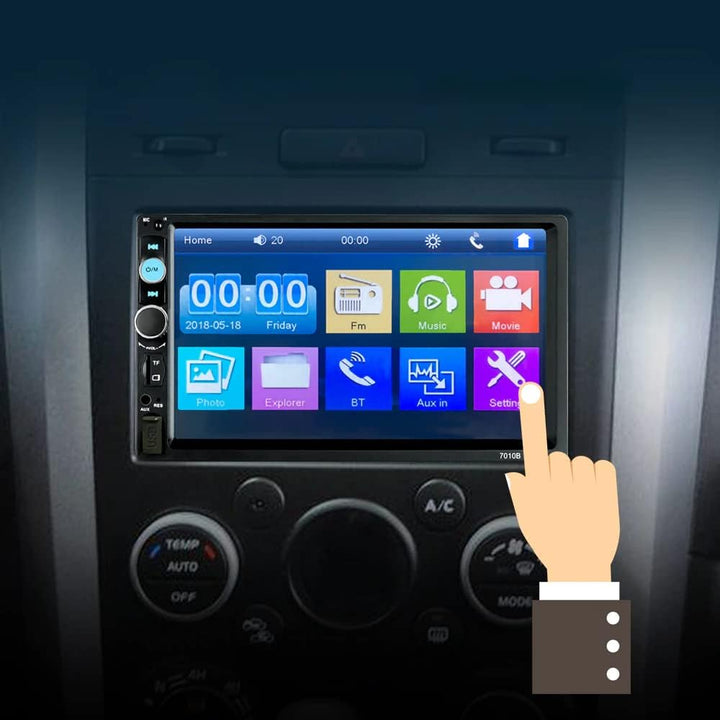 Retoo Autoradio mit Bluetooth USB Touchscreen, 7 Zoll Touch Display, 2DIN Media Receiver, Helligkeit