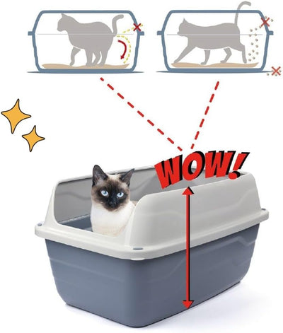 GarPet XXL Extra hohe Katzentoilette offene Katzenklo mit hohem Rand Jumbo Schalentoilette gross ohn