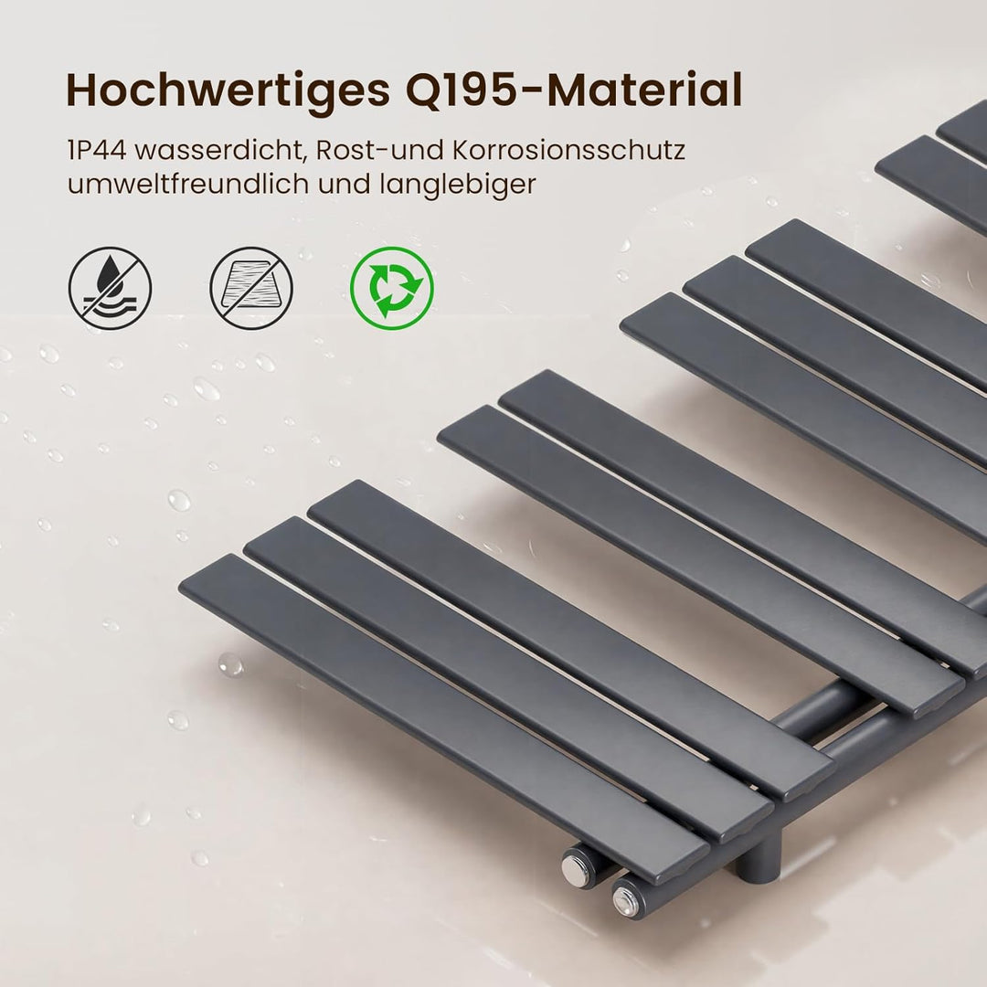 Heilmetz Badheizkörper Anthrazit Handtuchtrockner Heizung 600 x 1385 mm Bad Heizkörper Handtuchheizk