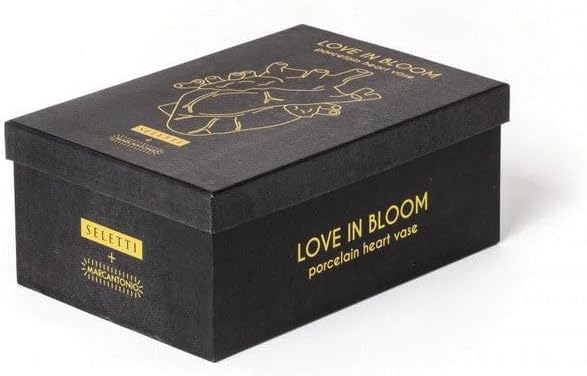 Seletti „Love in Bloom“ Gold Vase, Herz, Goldbeschichtung.