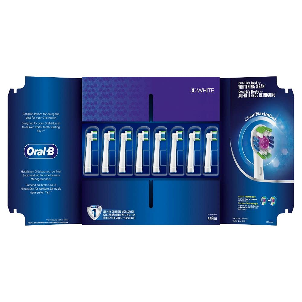 Oral-B Aufsteckbürsten 3D White 8er FFU CleanMaximizer Grüne 8 stück (1er Pack), Grüne 8 stück (1er