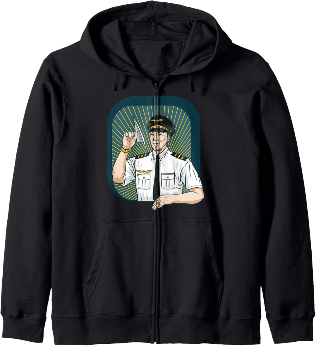 Lustiger Pilot, der ein Papier gemachtes Flugzeug geschenk Kapuzenjacke