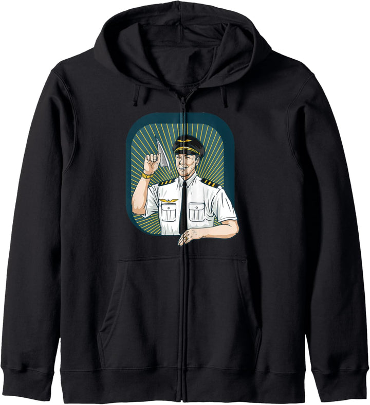 Lustiger Pilot, der ein Papier gemachtes Flugzeug geschenk Kapuzenjacke