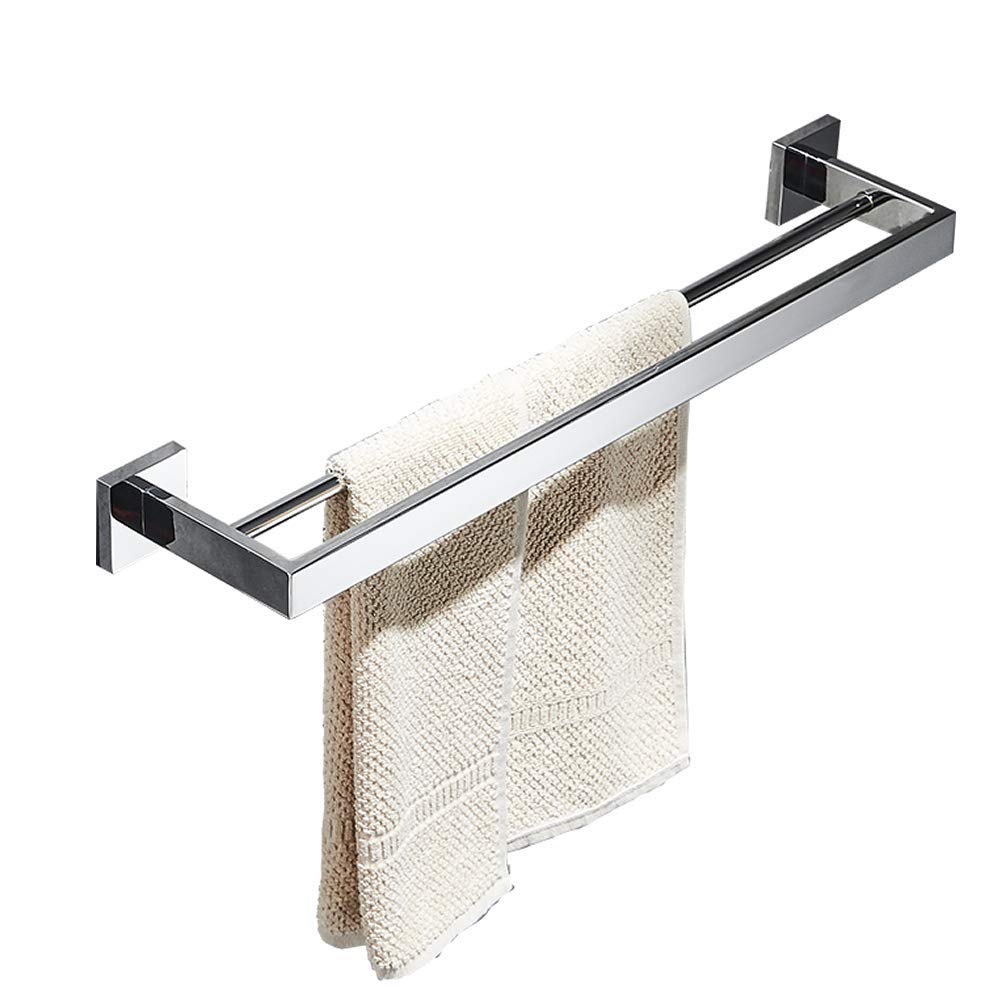 Handtuchstange Doppelt, 60 cm Badezimmer Handtuchhalter aus Edelstahl, Chrom Polierter Chrom (Doppel