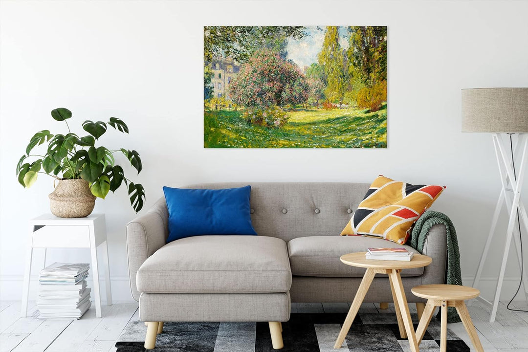Claude Monet - Landschaft am Park Monceau als Leinwandbild / Grösse: 100x70 cm / Wandbild / Kunstdru