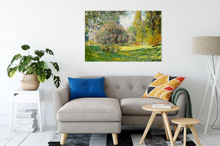 Claude Monet - Landschaft am Park Monceau als Leinwandbild / Grösse: 100x70 cm / Wandbild / Kunstdru