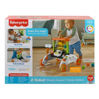Fisher-Price HJY73 - 2-Seiten Panda-Lauflernwagen, mitwachsendes interaktives Spiel-Center mit über