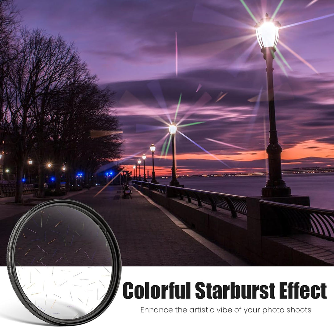 WalkingWay 49mm Farbiger Sternenlicht-Filter Kreativer Irregular Starburst-Effekt Optischer Filter f