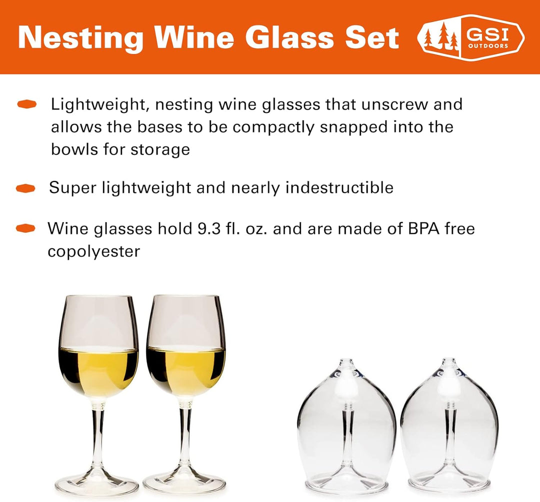 GSI Outdoors Nesting Weinglas-Set, Unisex, Erwachsene, mehrfarbig, Einheitsgrösse, 2 Stück (1er Pack