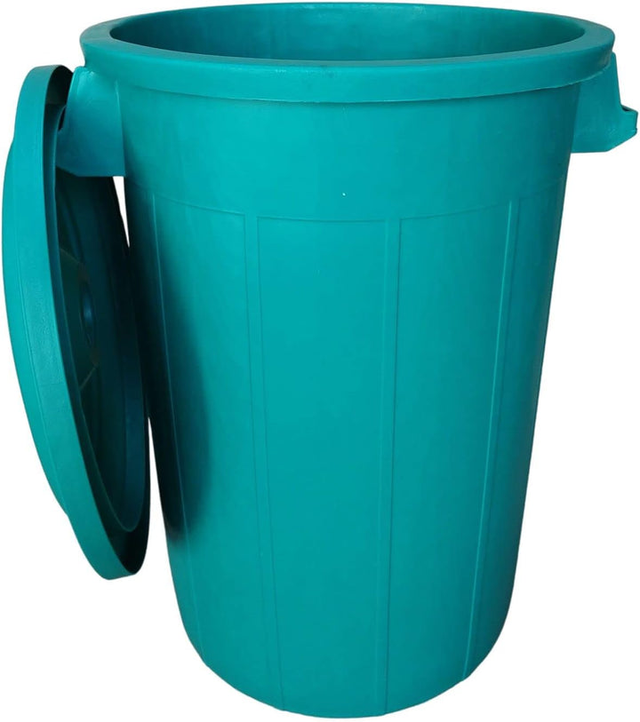 BURI Universaltonne 70 Liter mit Deckel und 2 Tragegriffen Allzweck Tonne in Türkis Regentonne Abfal