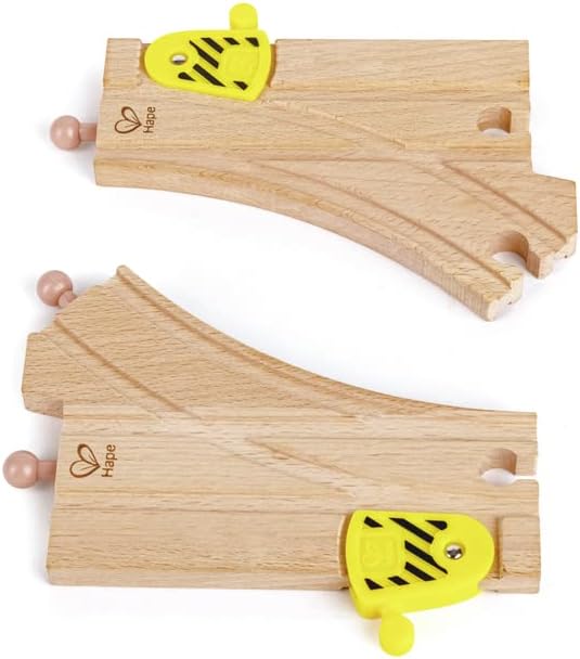 Hape Mechanische Y-Eisenbahnschienen 2 Stück Holz - Robustes Erweiterungsset für Holzeisenbahnen, kr