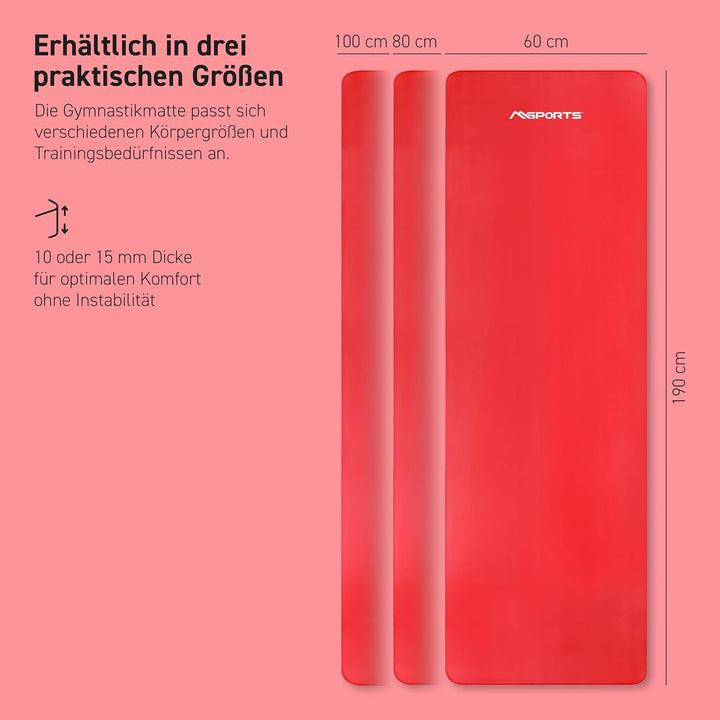 MSPORTS Gymnastikmatte Premium inkl. Tragegurt + Übungsposter + Workout App I Hautfreundliche Fitnes