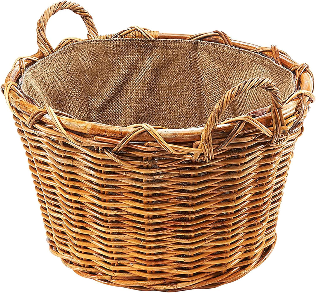 Kobolo Holztrage Holzkorb für Kaminholz - Rattan Lacak mit abnehmbarem Leinenstoff