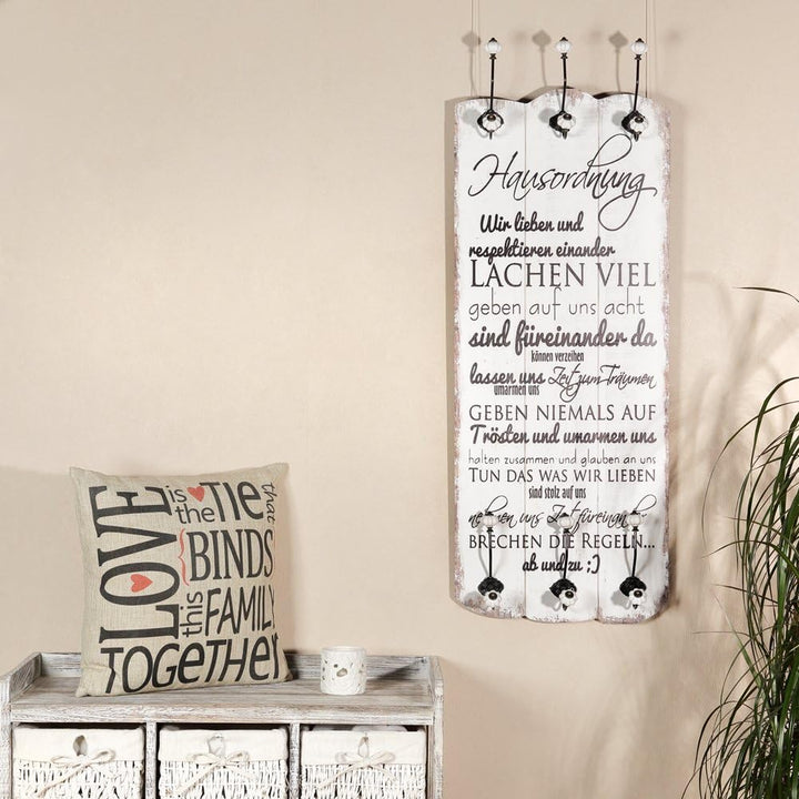 Melko Garderobenpaneel 100CM 6 Kleiderhaken Holz Shabby Hakenleiste Aufhängung Weiss