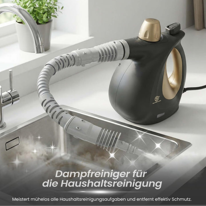 SUPERLEX Dampfreiniger Handgerät 1050W Handdampfreiniger mit 350ML Wassertank 180° Drehbare Düse Hoc