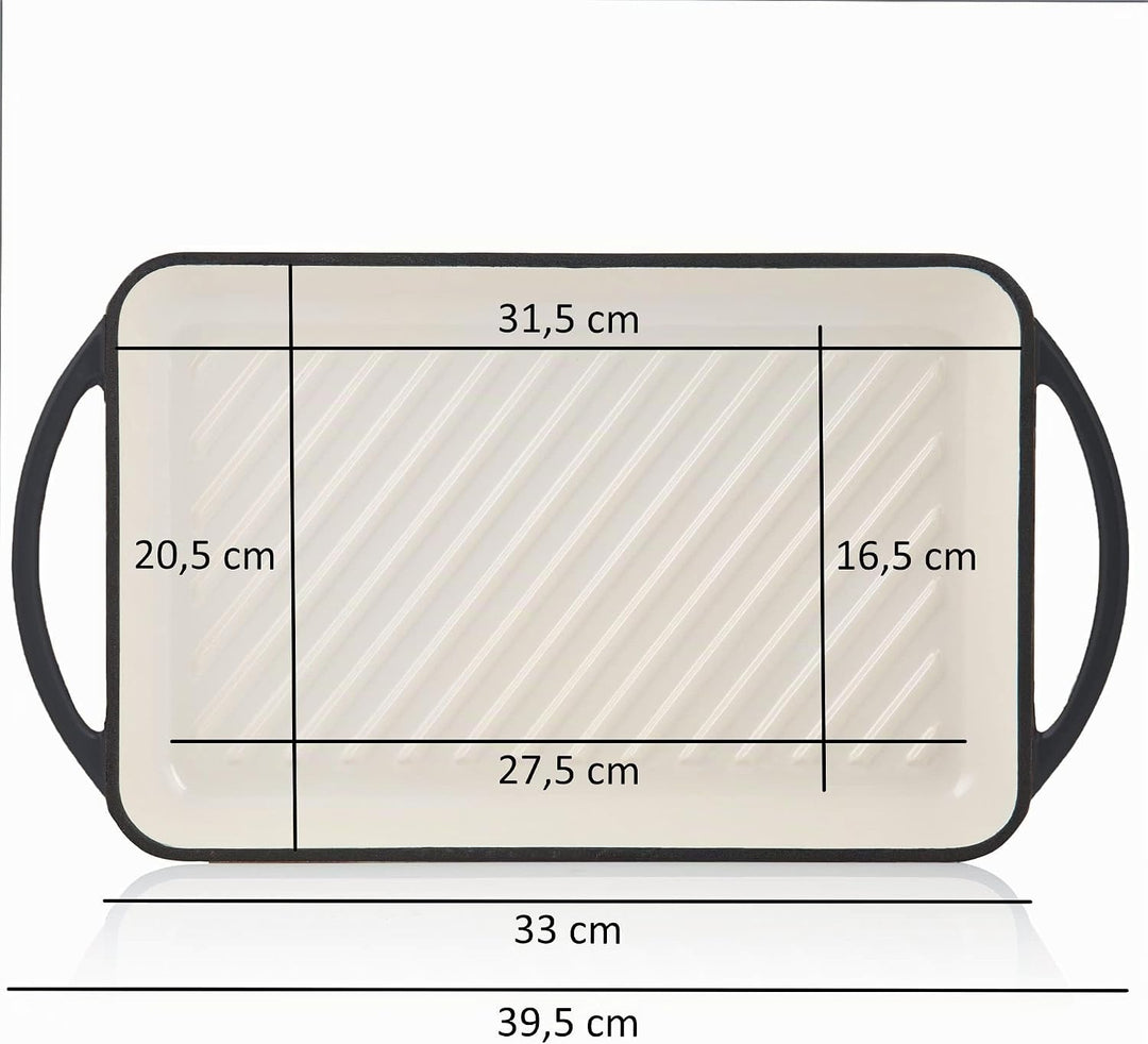 Mahlzeit Gusseisen-Grillplatte Emailliert | Blue Berry | 39,5 x 22 x 3,5 cm | Grill Platte Gusseiser