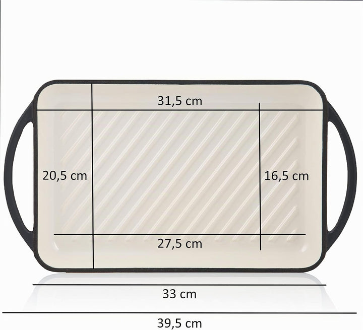 Mahlzeit Gusseisen-Grillplatte Emailliert | Blue Berry | 39,5 x 22 x 3,5 cm | Grill Platte Gusseiser