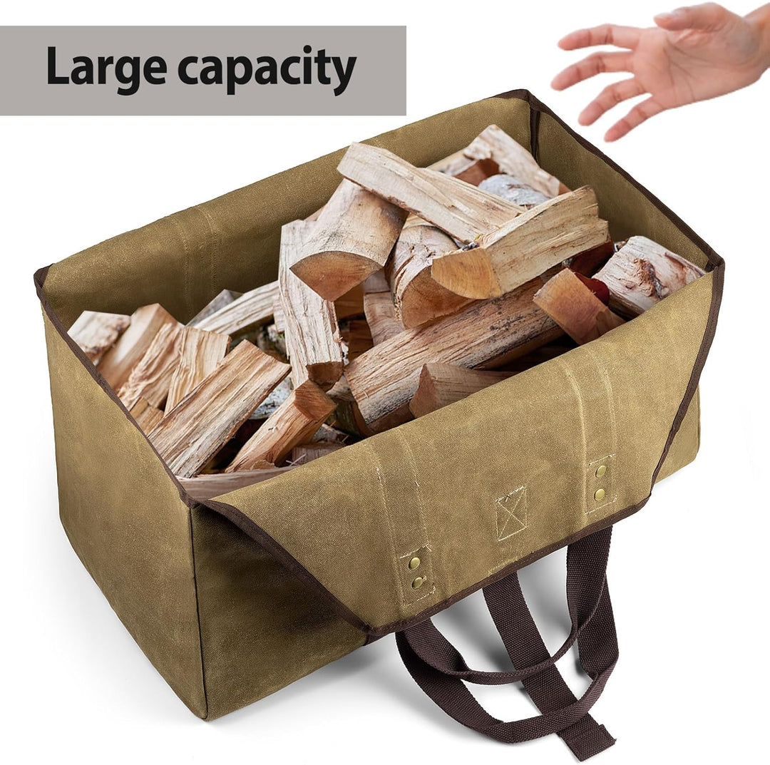 BONTHEE Extra Grosser Kaminholzträger Holzkorb Brennholztasche Tragetasche aus Segeltuch mit 2 Griff