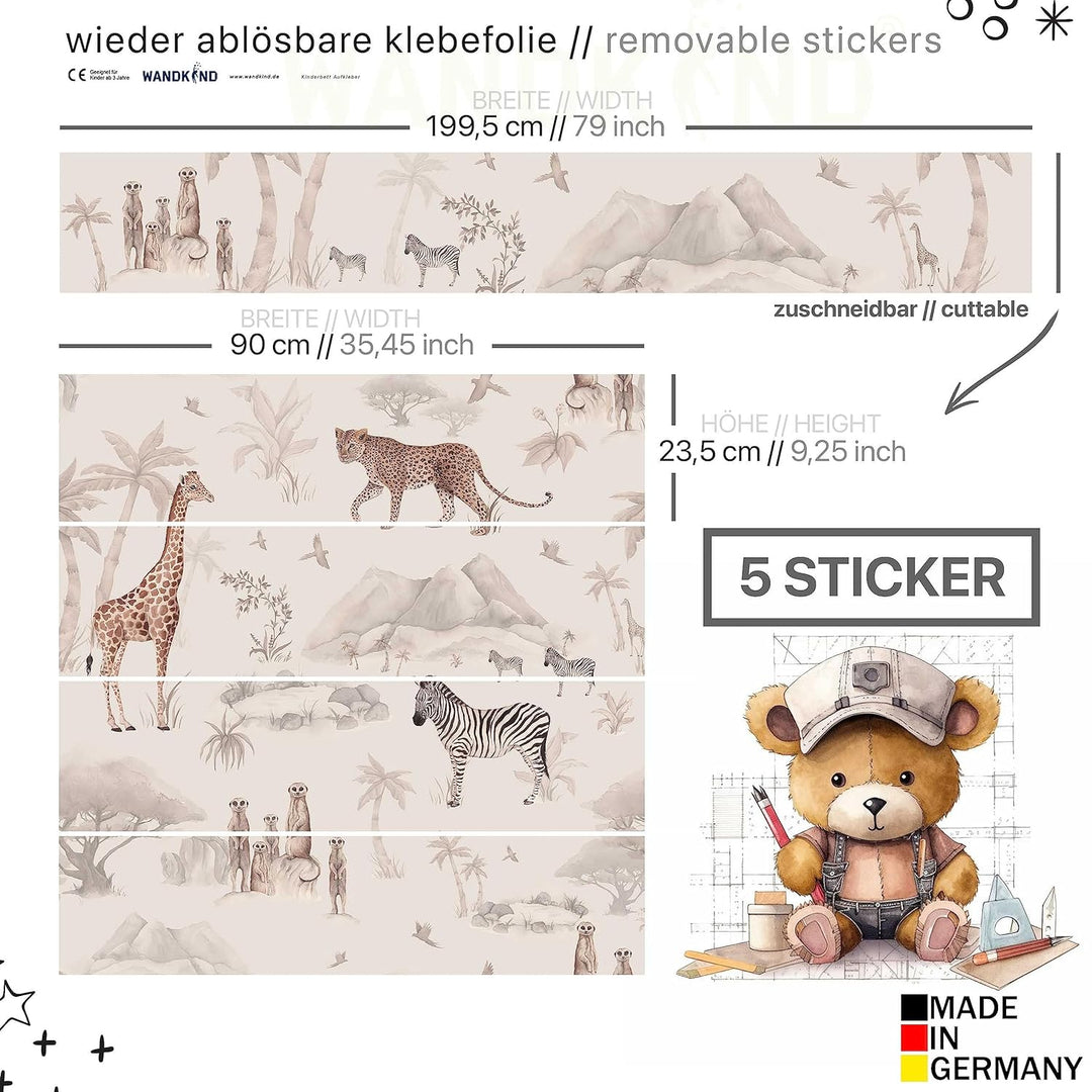 WANDKIND Aufkleber für IKEA KURA Kinderbett Hochbett Klebefolie Möbelfolie Sticker Kinderzimmer Safa