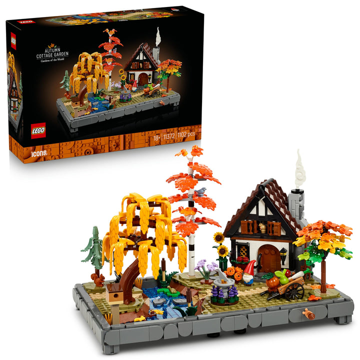 LEGO Icons Herbstlicher Landhausgarten - umgestaltbare Schreibtischdeko für Erwachsene - Tiere Minif